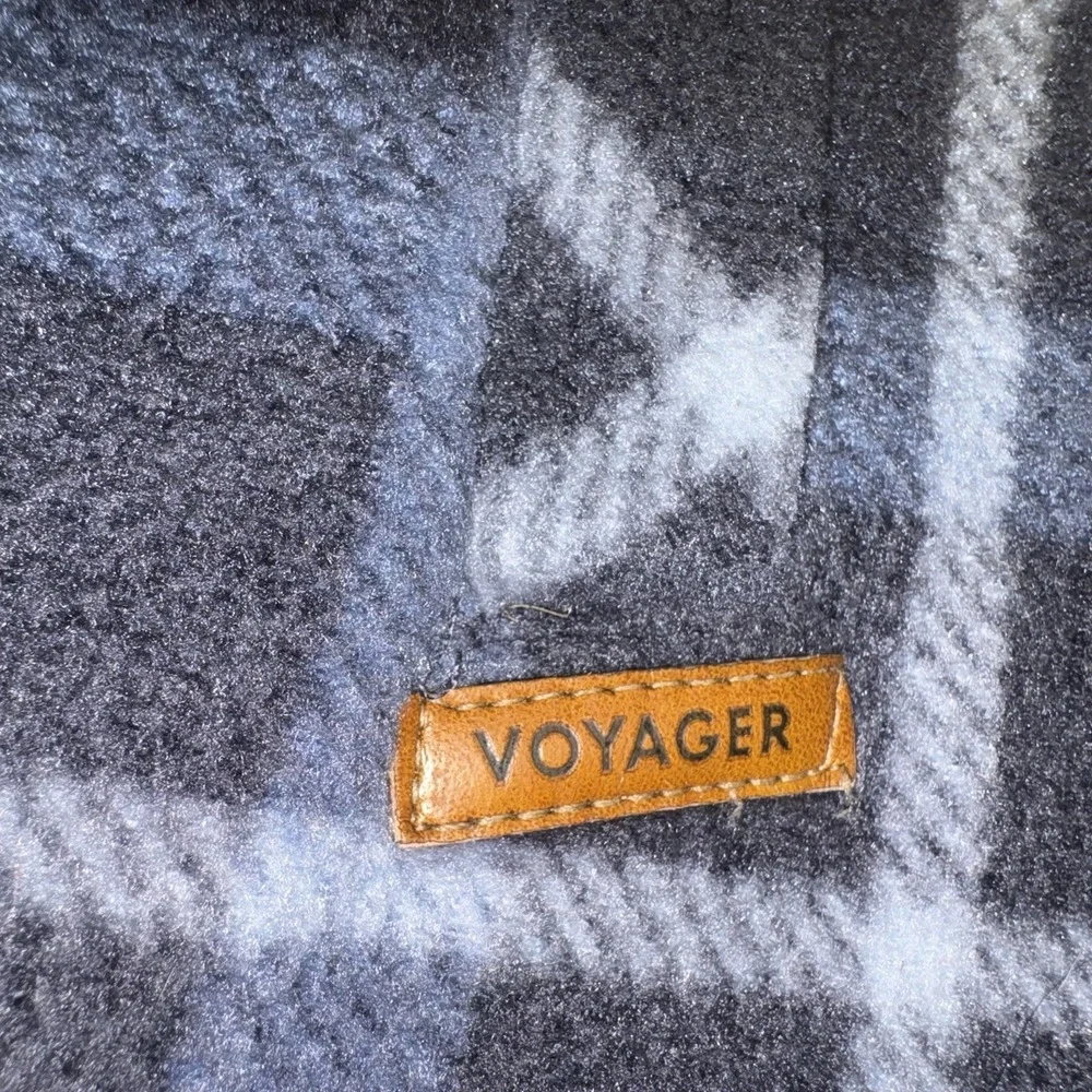 Voyager Sherpa Lined Men's Flannel Fleece Shirt Jacket Blue Plaid Size XL